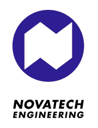 Novatech Engineering logo: 3-dimensional N dropped out of a blue circle.